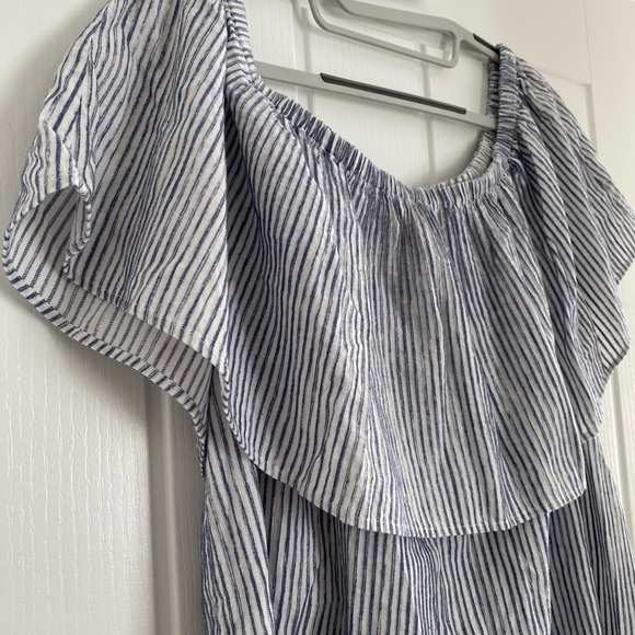 🏷️ SALE - NWT J. Crew Striped Off the Shoulder Dress Coverup Beach Holiday - Picture 5 of 7